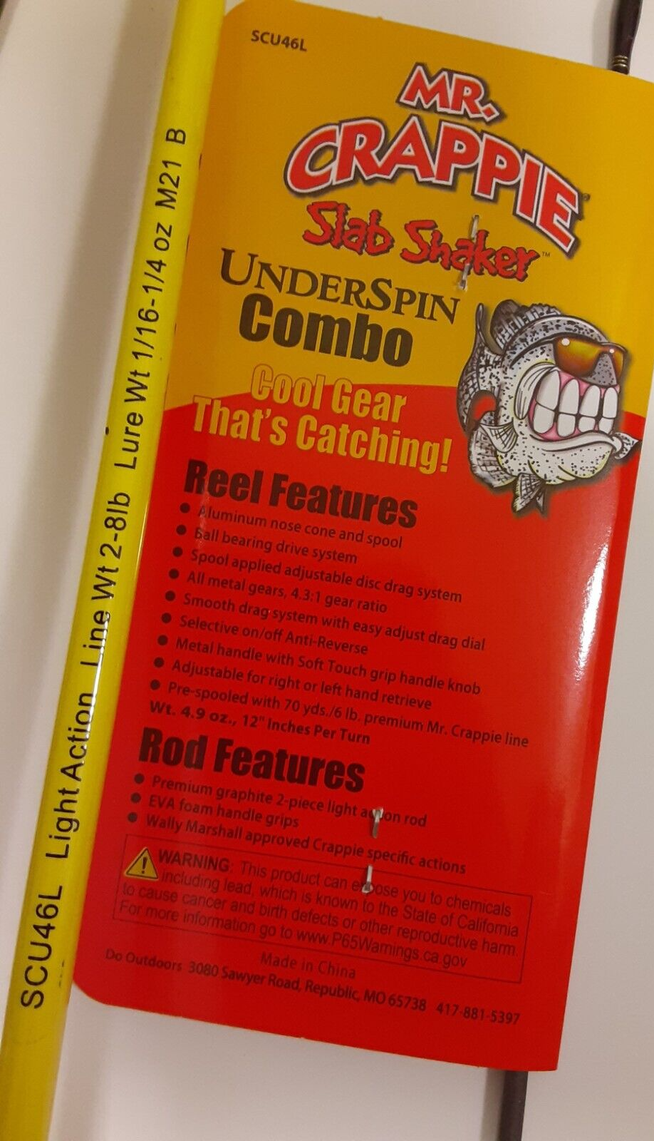 lot of 3 Lew's Mr Crappie slab shaker rod underspin reel Combo 4'6" Light / line