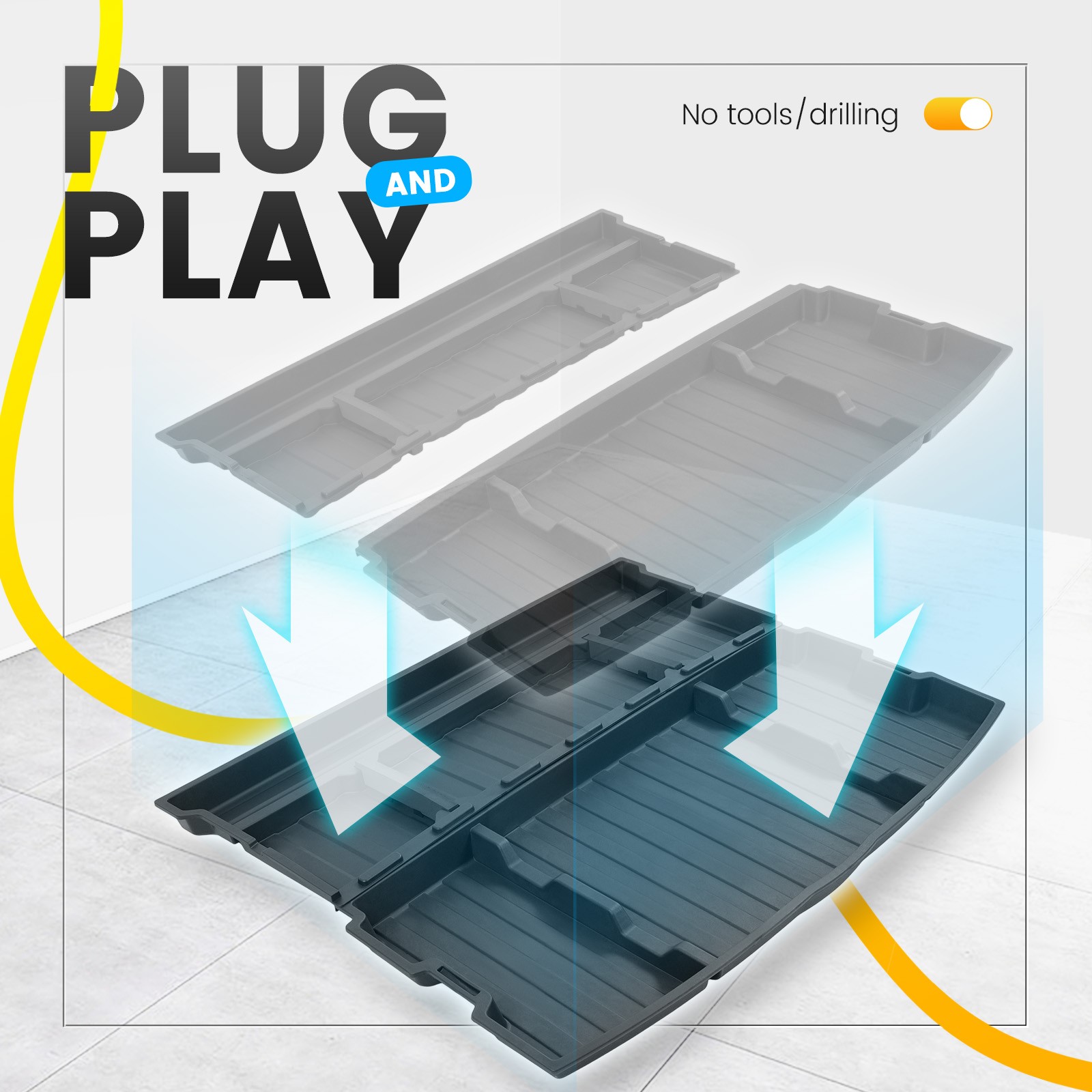 Rear Hatch Trunk Hidden Floor Storage Extra Space Box For Toyota RAV4 2019-2024