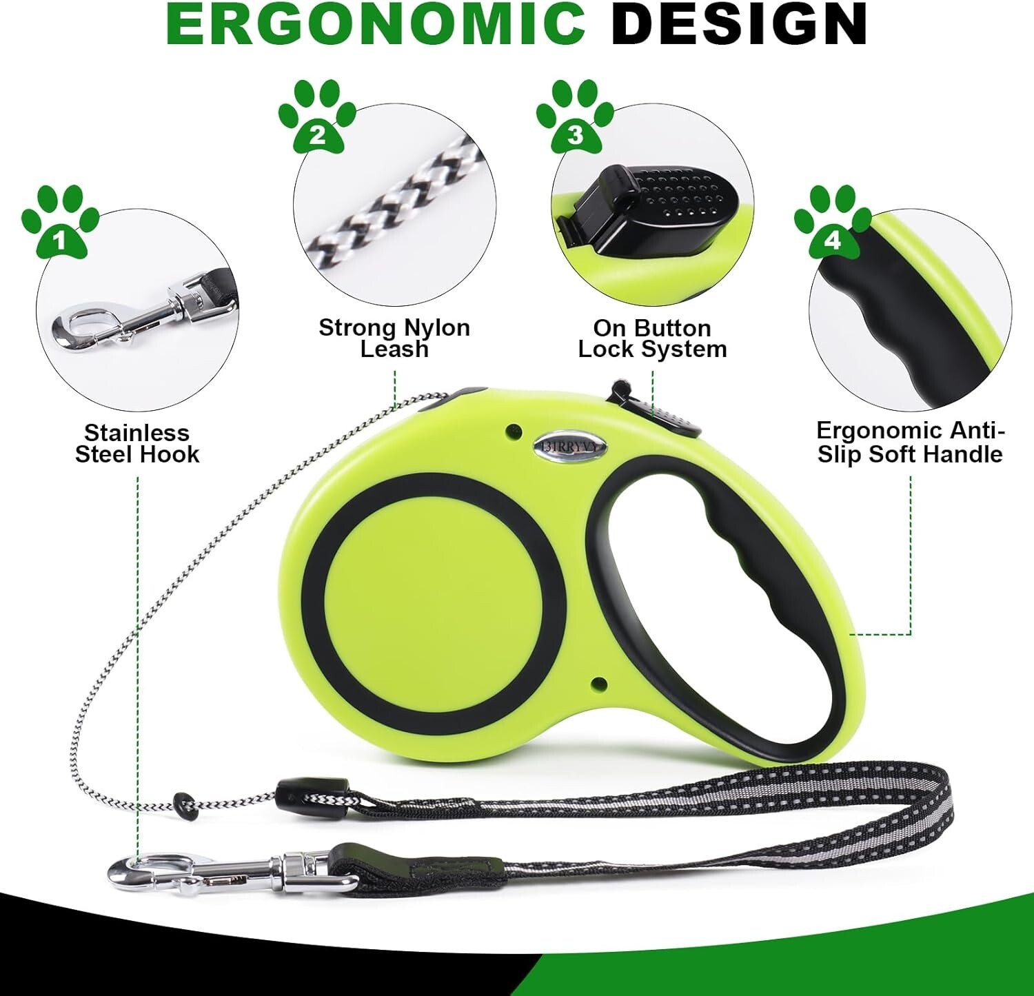 Retractable Dog Leash 30 FT, Heavy Duty Dog Leash for Dogs 77 lbs, 360° NoTangle