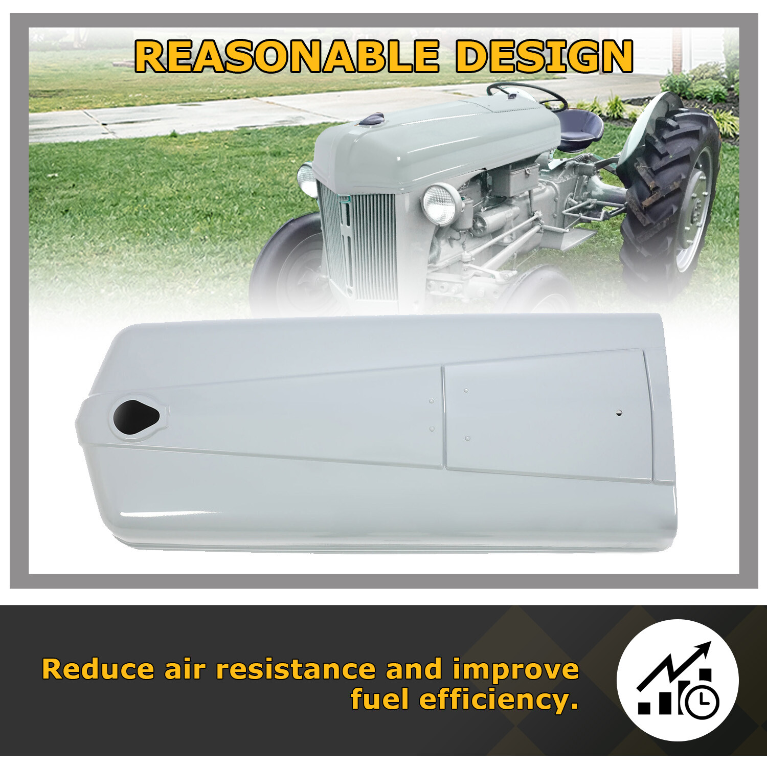 Gray Tractor Hood w/ Battery Door For Ford 2N 9N 8N Replace For 8N16612 9N16938C