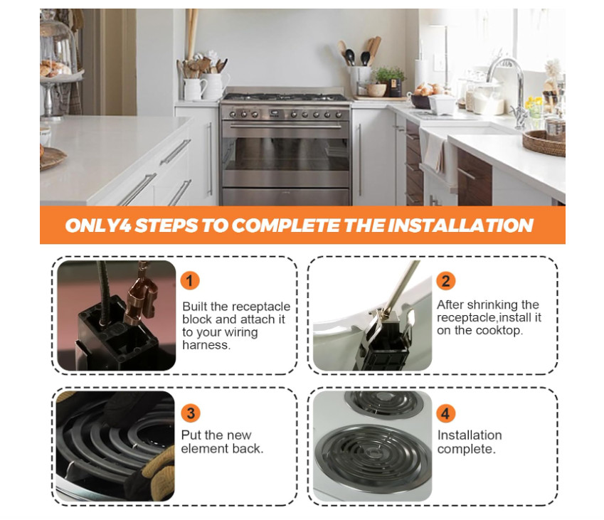 Elemento De Quemador Gama Electrica Pieza De Repuesto Para Estufa Paquete De 4.