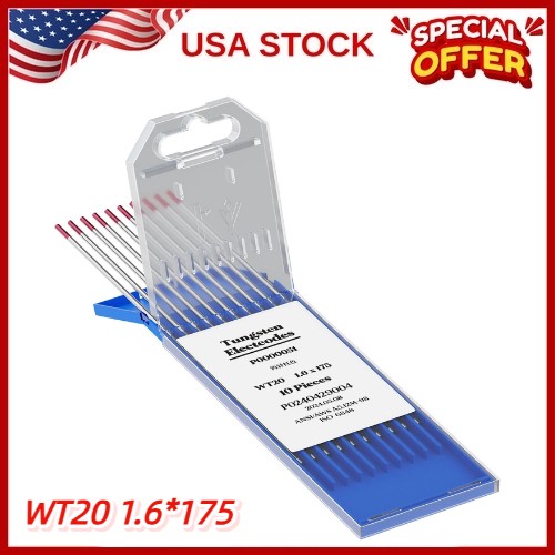 1/16" x 7" Red TIG Welding Tungsten Electrode  2% Lantanated - 10-pack US