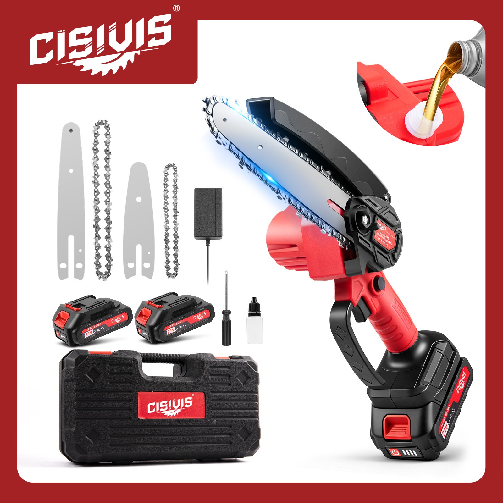4/6inch Wireless Mini Chainsaw Equipped with 2 Large Capacity Batteries.Handheld