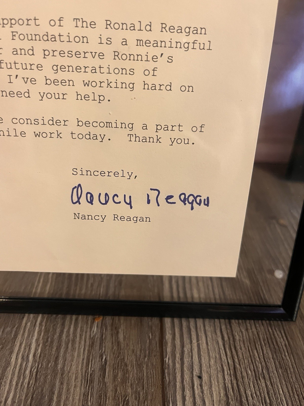 Framed Signed Letters From Nancy Regan And Bob Dole And Framed Photo Of Regan￼