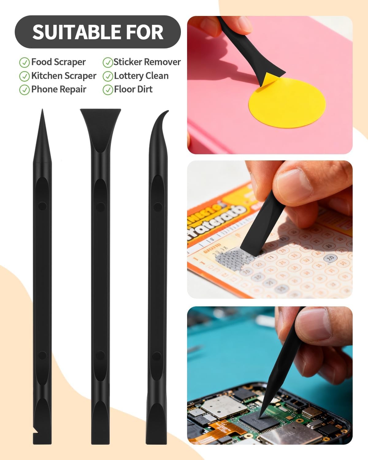 12 PCS Carbon Fiber Plastic Scrapers Tool, Non-Scratch Scraper Tool for Tight Sp
