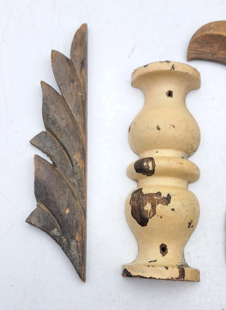 Antique Wooden Decorative Carvings Furnisher Wall Decorations Old Vintage Lot