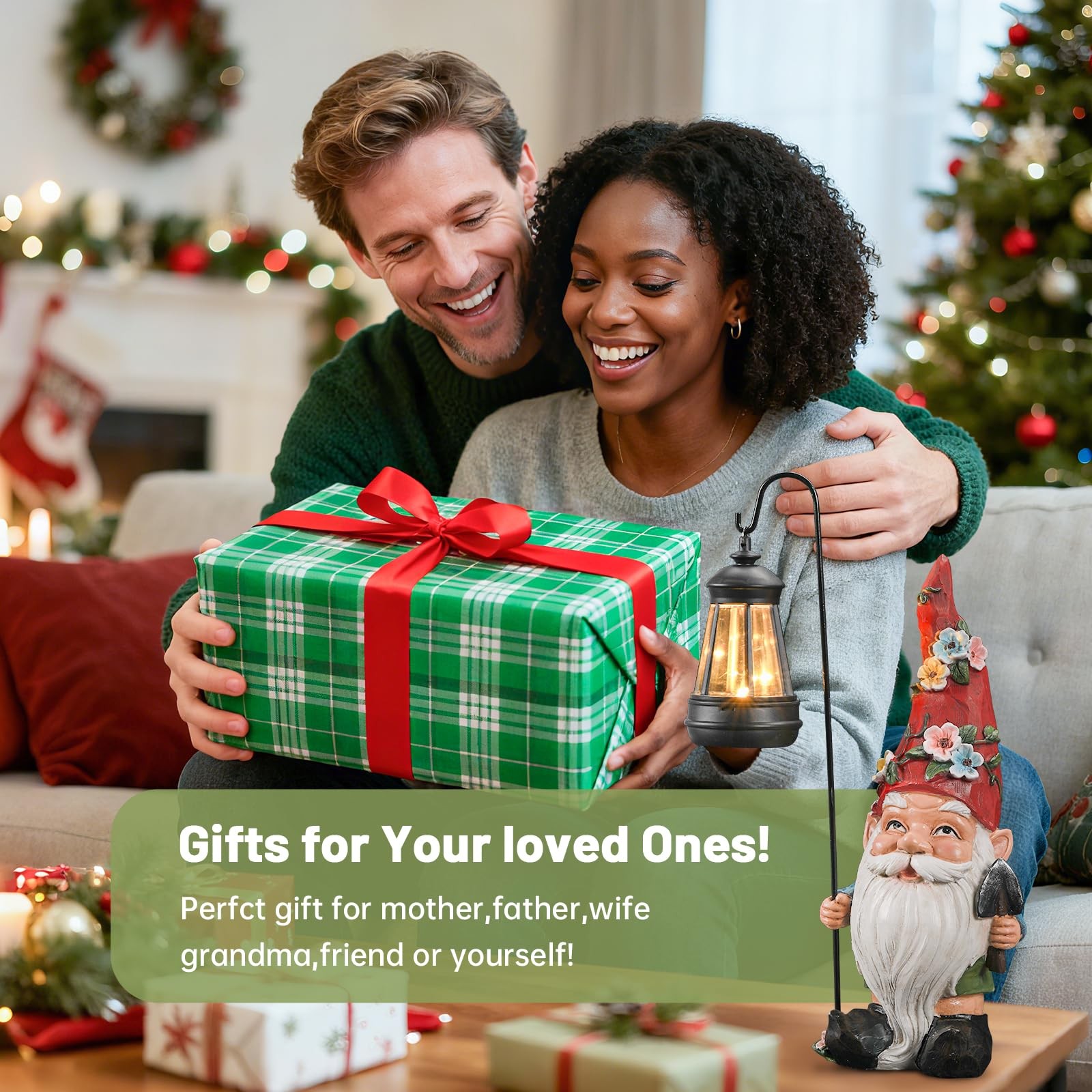 Solar Garden Elf Dwarf Statue - Waterproof Resin Outdoor Courtyard Decoration