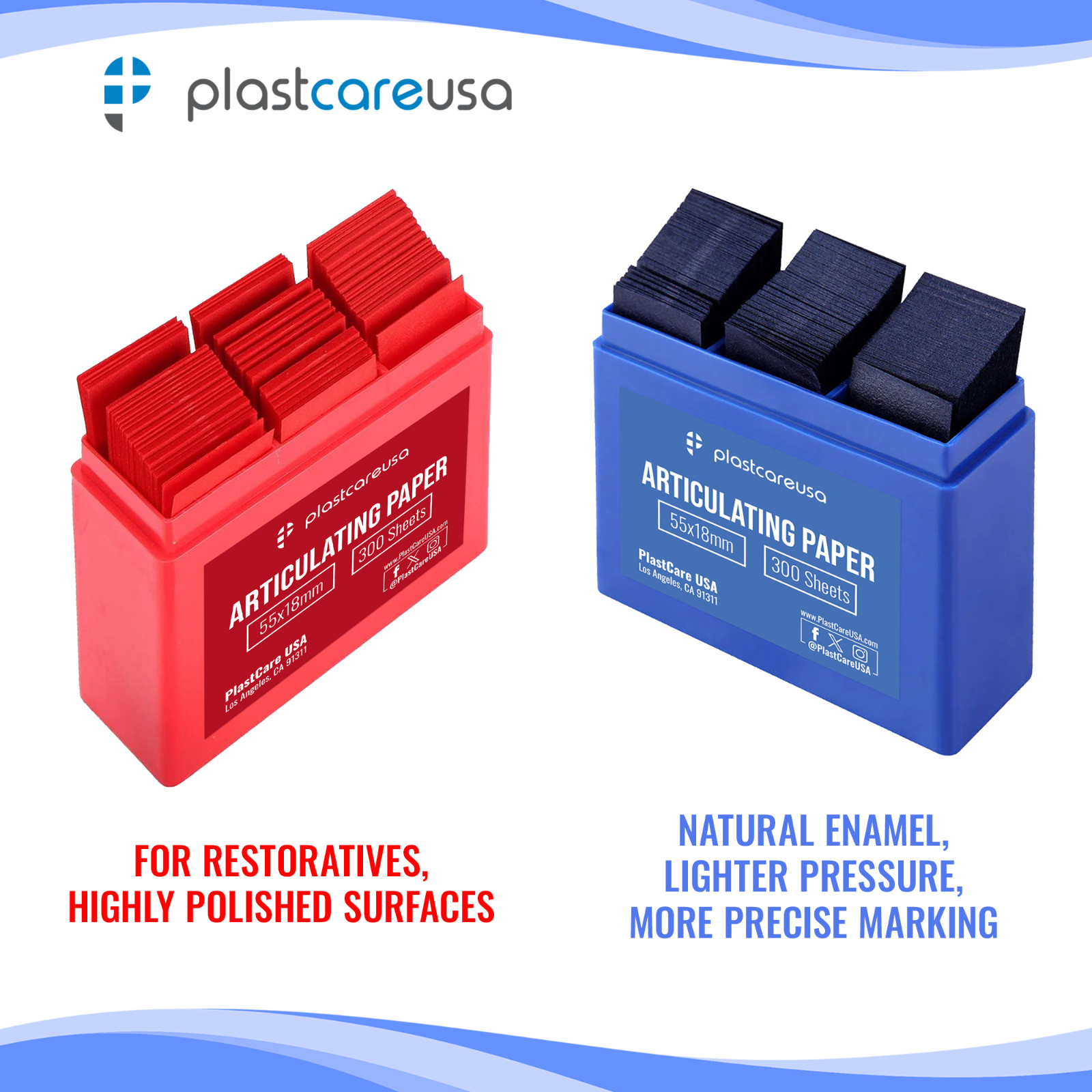 Dental Articulating Paper Strips Refill 100 microns 55×18 mm 300/Box Red Blue