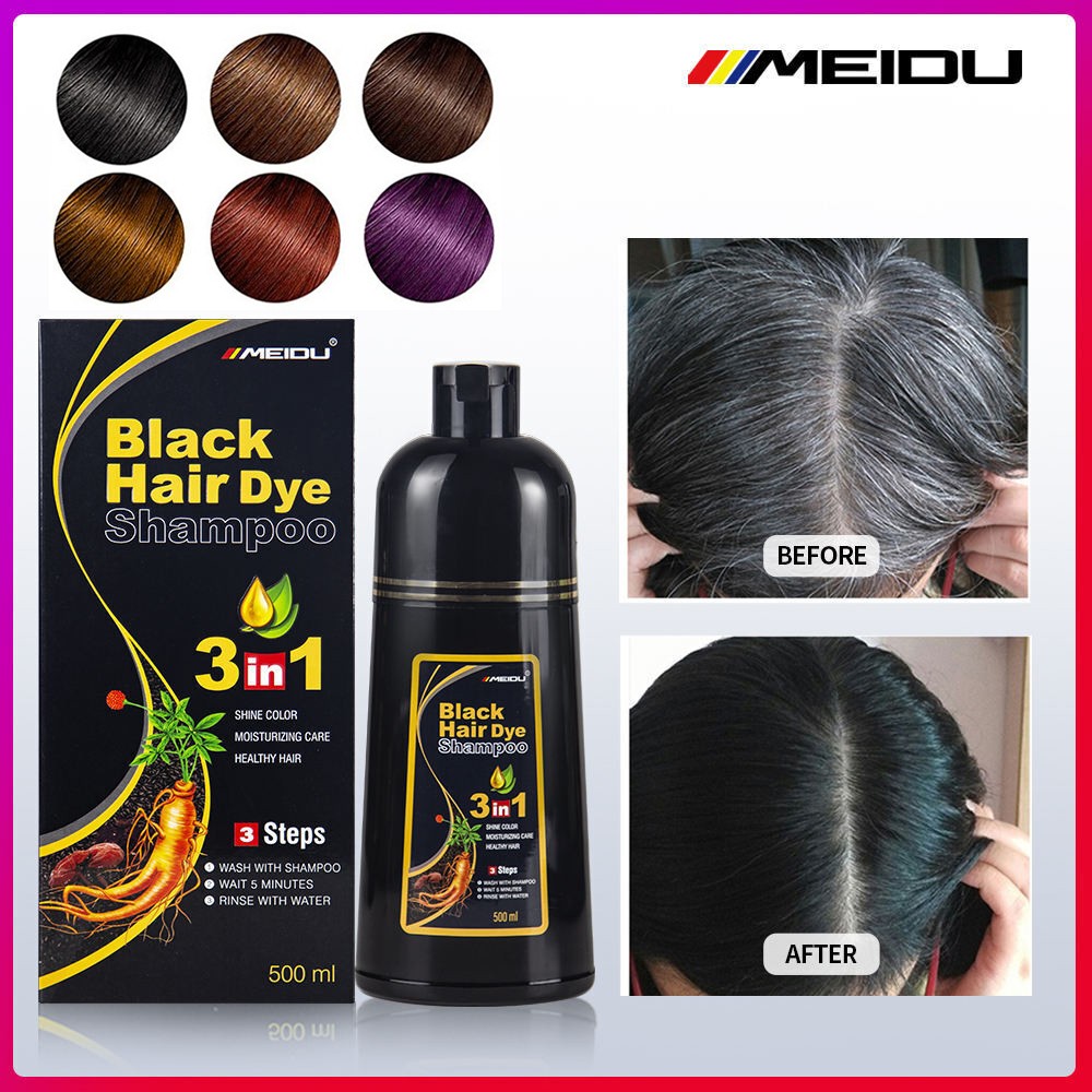 3 in 1 Hair Dye Shampoo 500ml Hair Color Shampoo Instant Hair Dye Plants Essence