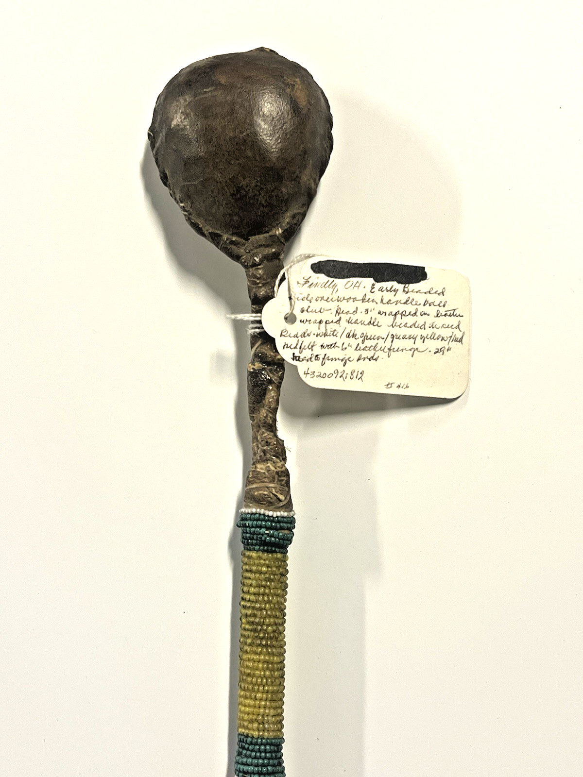 Coup Stick; Original Native American Indian Beaded Hide Wood ; 29"; Late 1800s