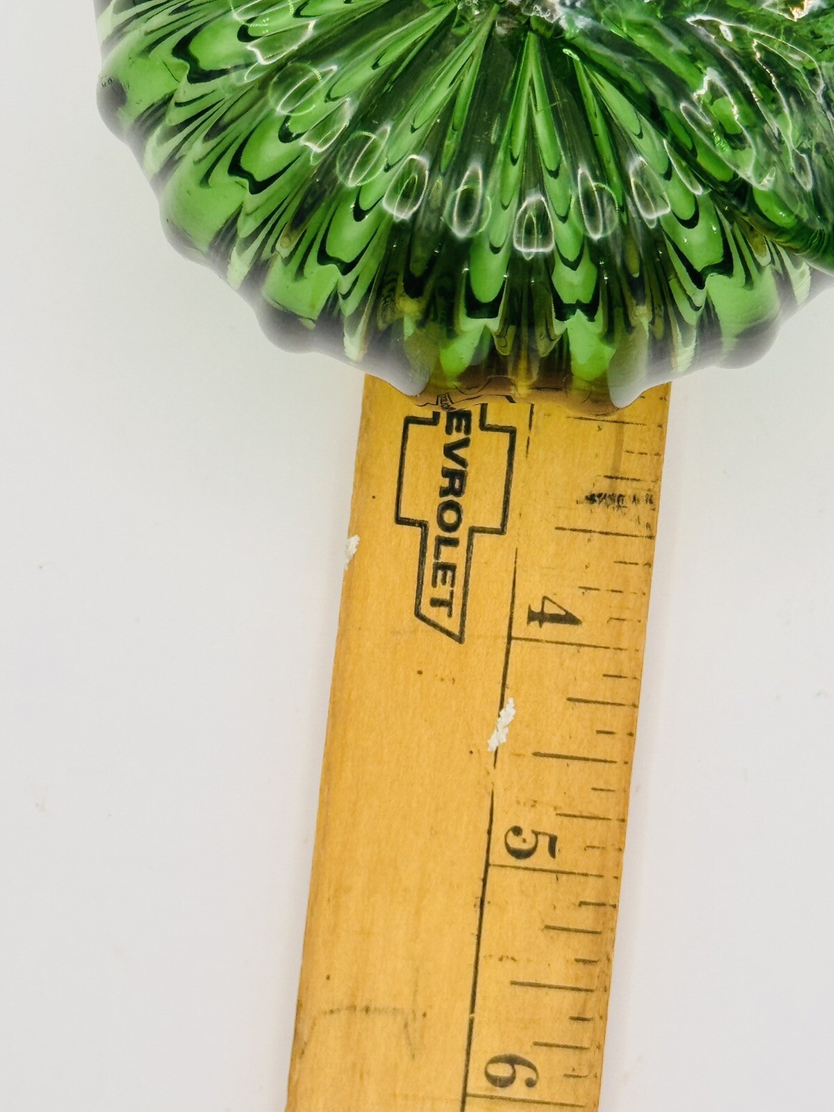 Vintage Hand-Blown Glass Green Apple/Pumpkin Paperweight Home Decor