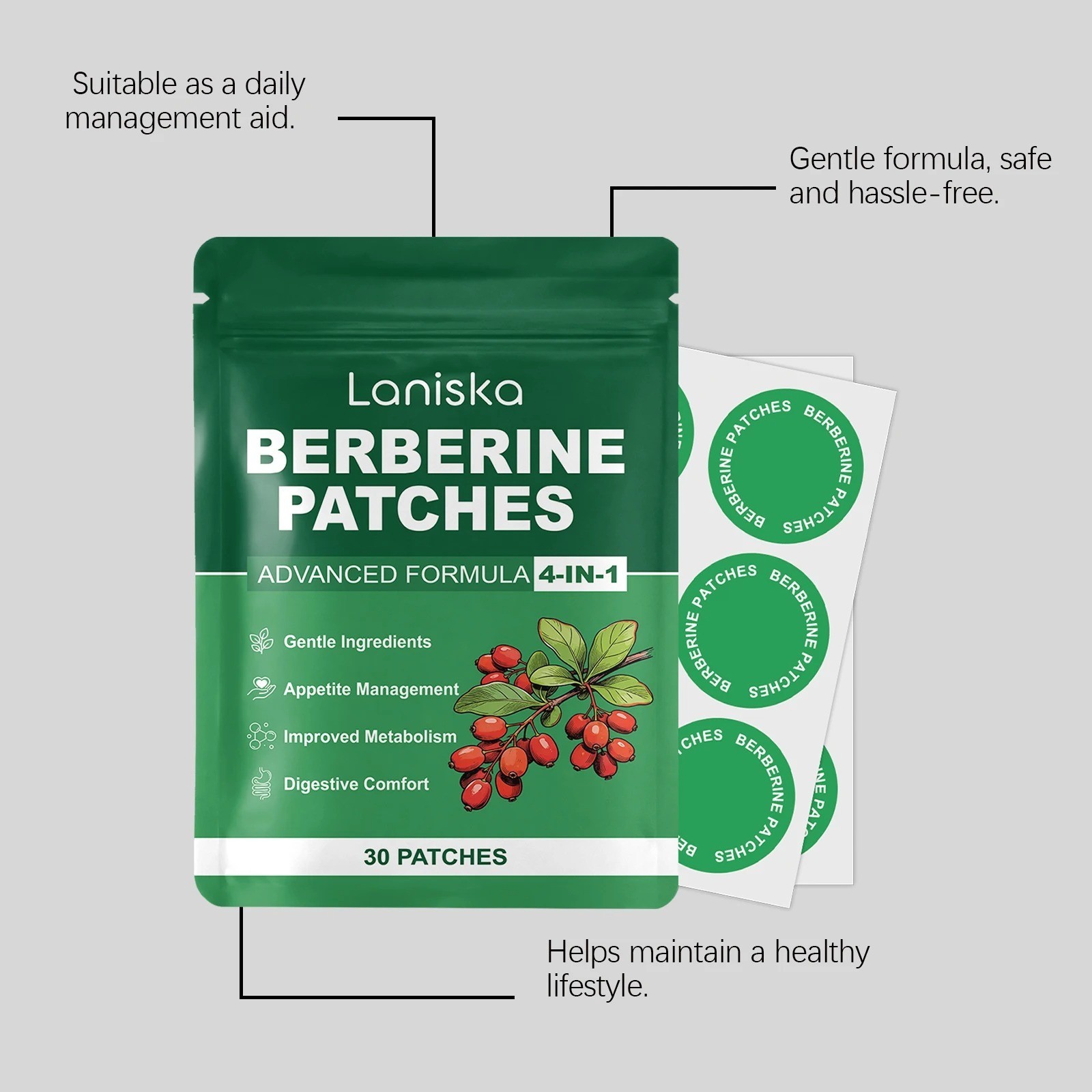 Berberine Patches 30 Patches 1 Month Supply