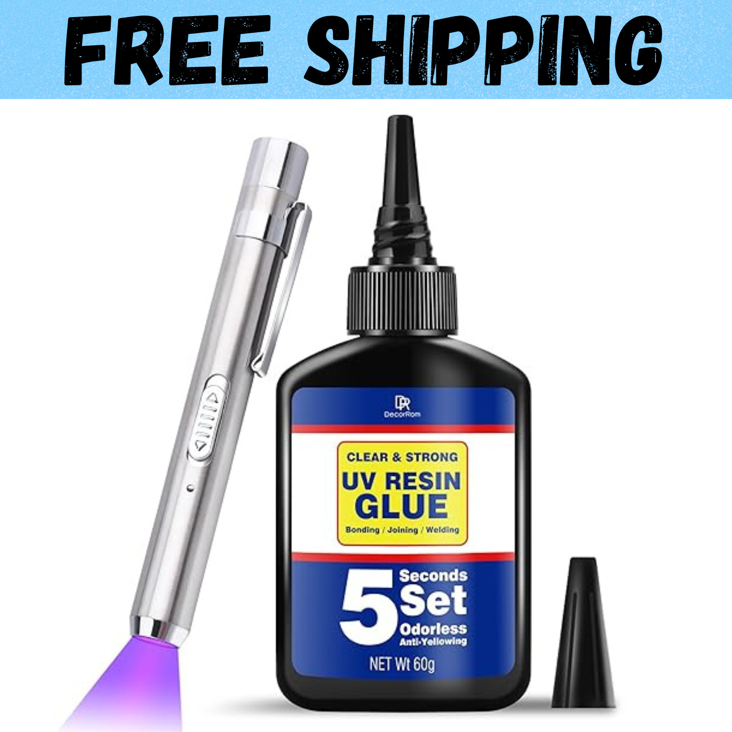 UV Resin Kit with Light 60G UV Glue for Bonding & Curing in Seconds Professional