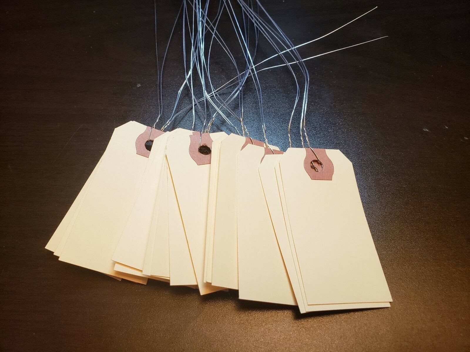 100 pcs- 2 3/4" x 1 3/8" Size 1 Manila Inventory Pre-Wired Price Tags with Wire