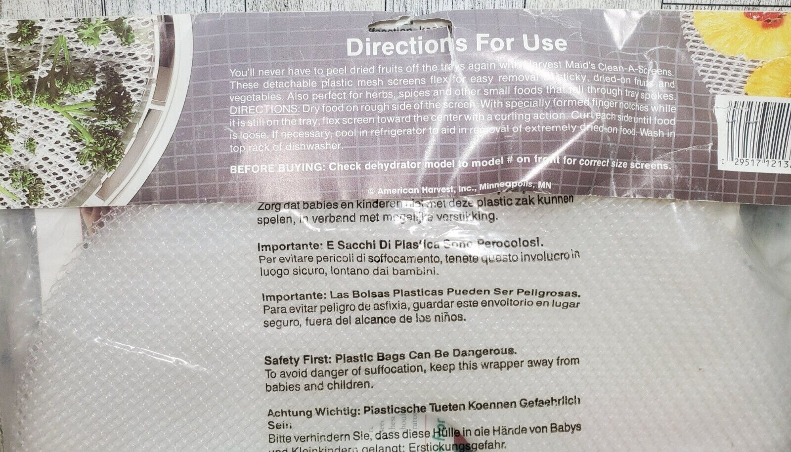 Clean-A-Screen Fruit roll mesh for a Snackmaster Dehydrator 2200/2400