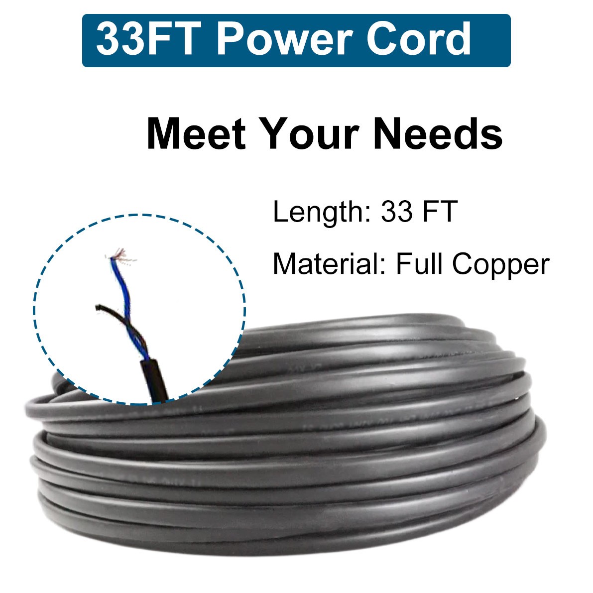 2" OD 1/2HP Deep Well Submersible Pump 164ft Hmax 230V 4.4GPM 33ft Cord