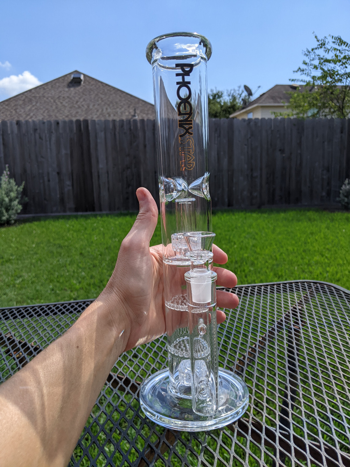 14" inch Glass Water Pipe Bong 4 Percolators - 2 Honeycomb Percs + 2 Matrix Perc
