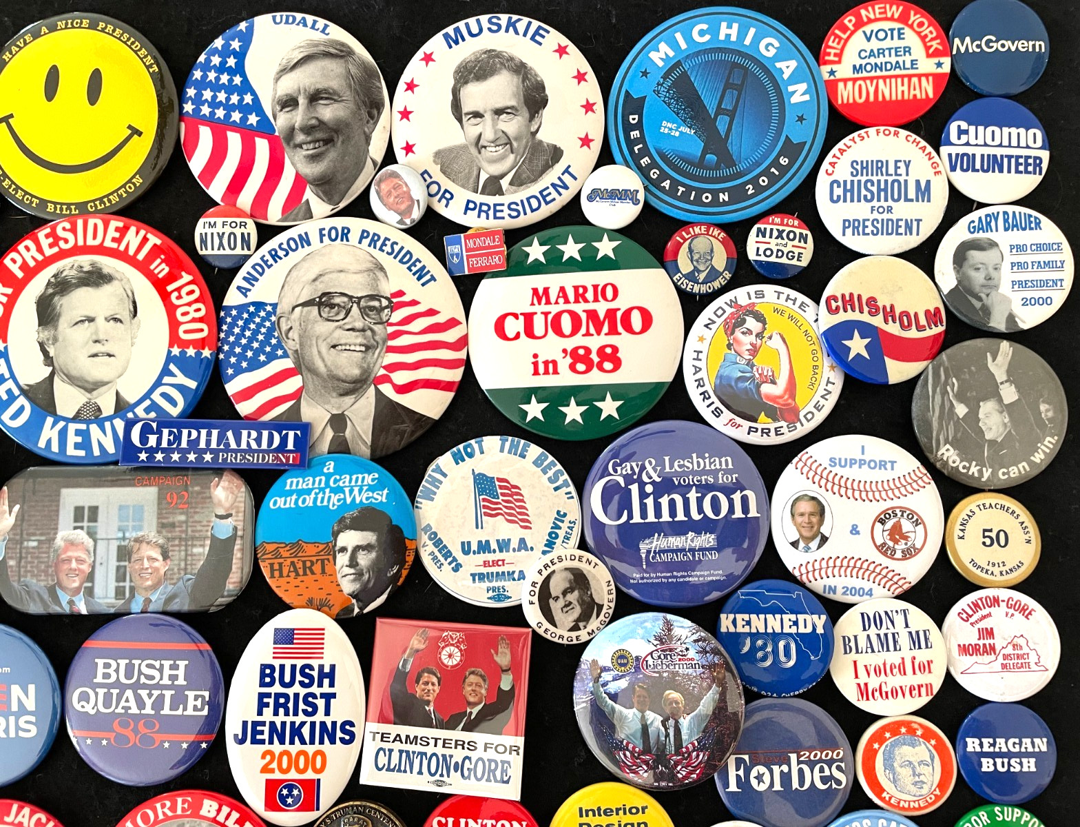 Button Lot Collection of 80+ different Political,Presidential,CAUSE, buttons