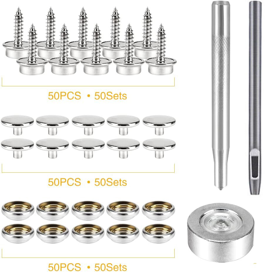 Screw Snap Fastener Stainless Steel Boat Canvas Press Stud Cover Button Kit