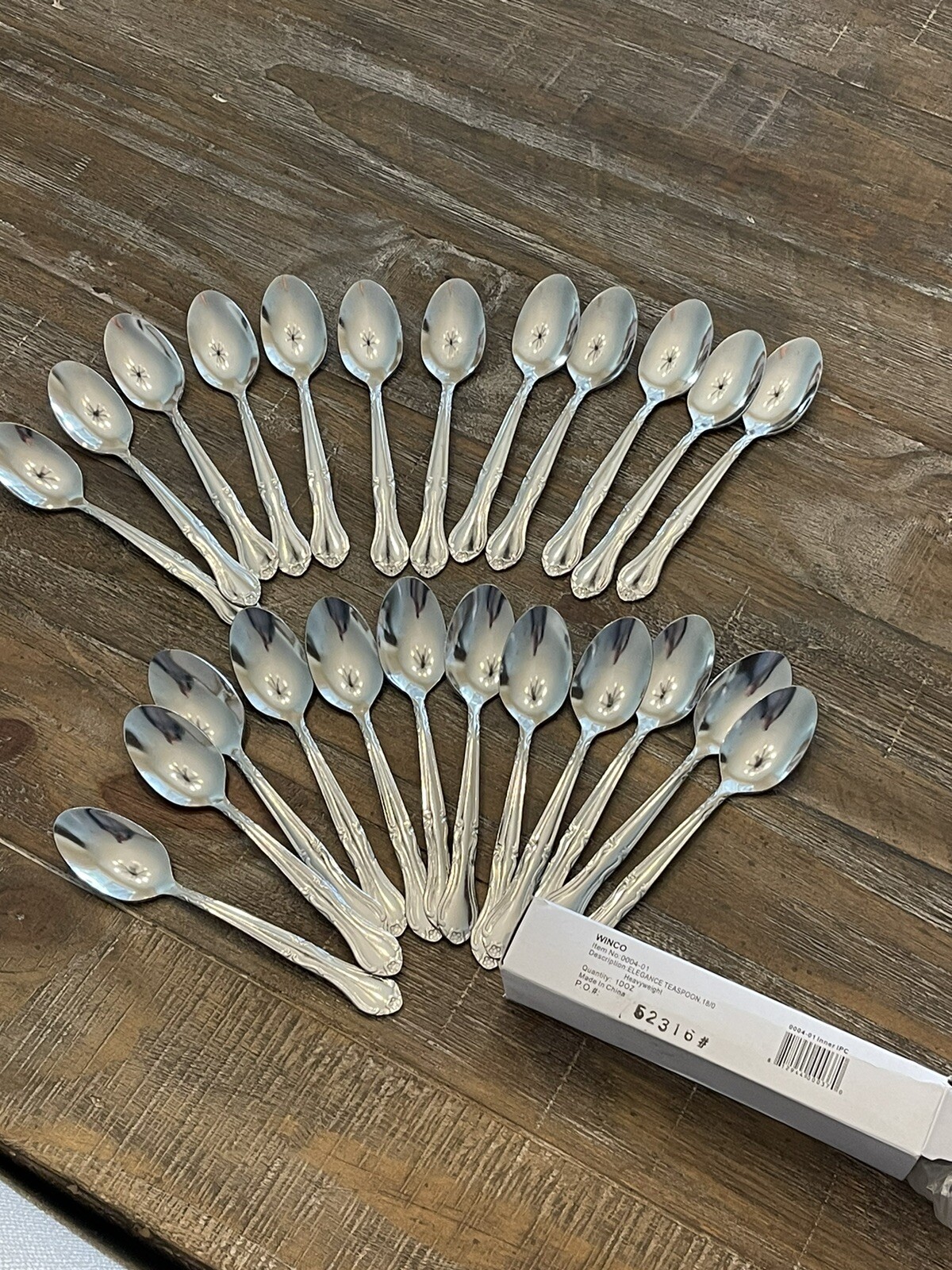 Winco 0004-01 12-Piece Elegance Teaspoon Set, 18-0 Stainless Steel 24 Two Dozen