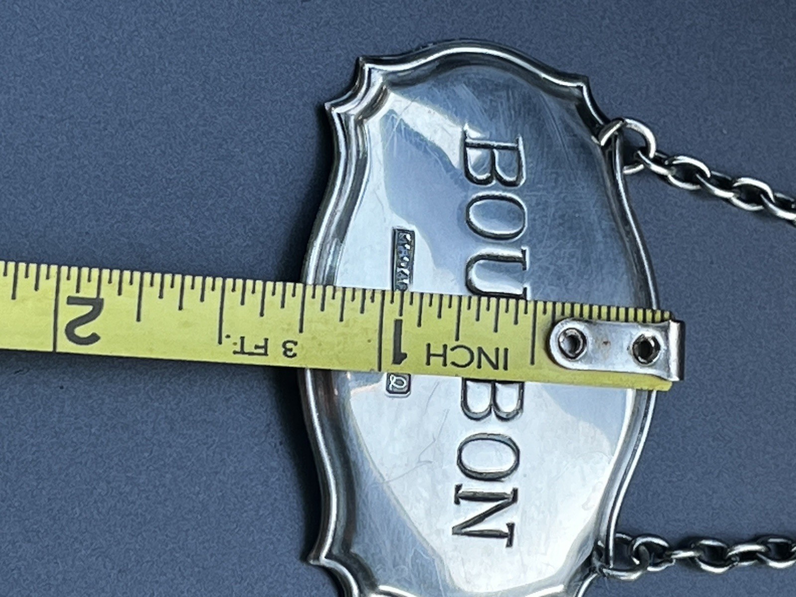 Vintage Sterling Silver Decanter Liquor Label for Bourbon Bottle Shown