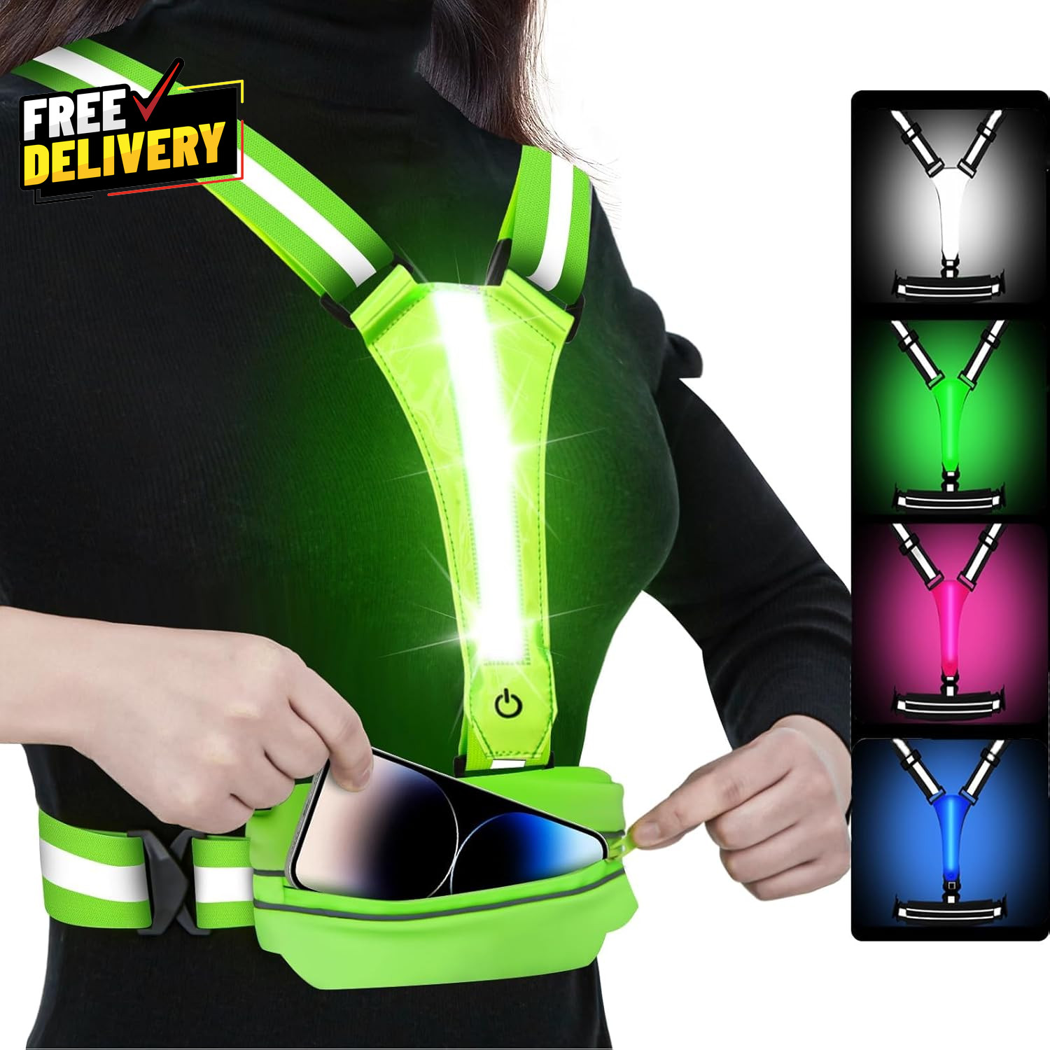 LED Reflective Light Up Safety Vest for Running Cycling Walking Night Gear...