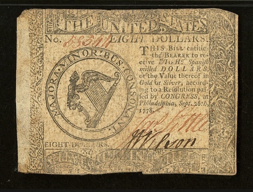 1778 American Revolution Continental Currency, Colonial Bank Note CC-81 PMG XF40