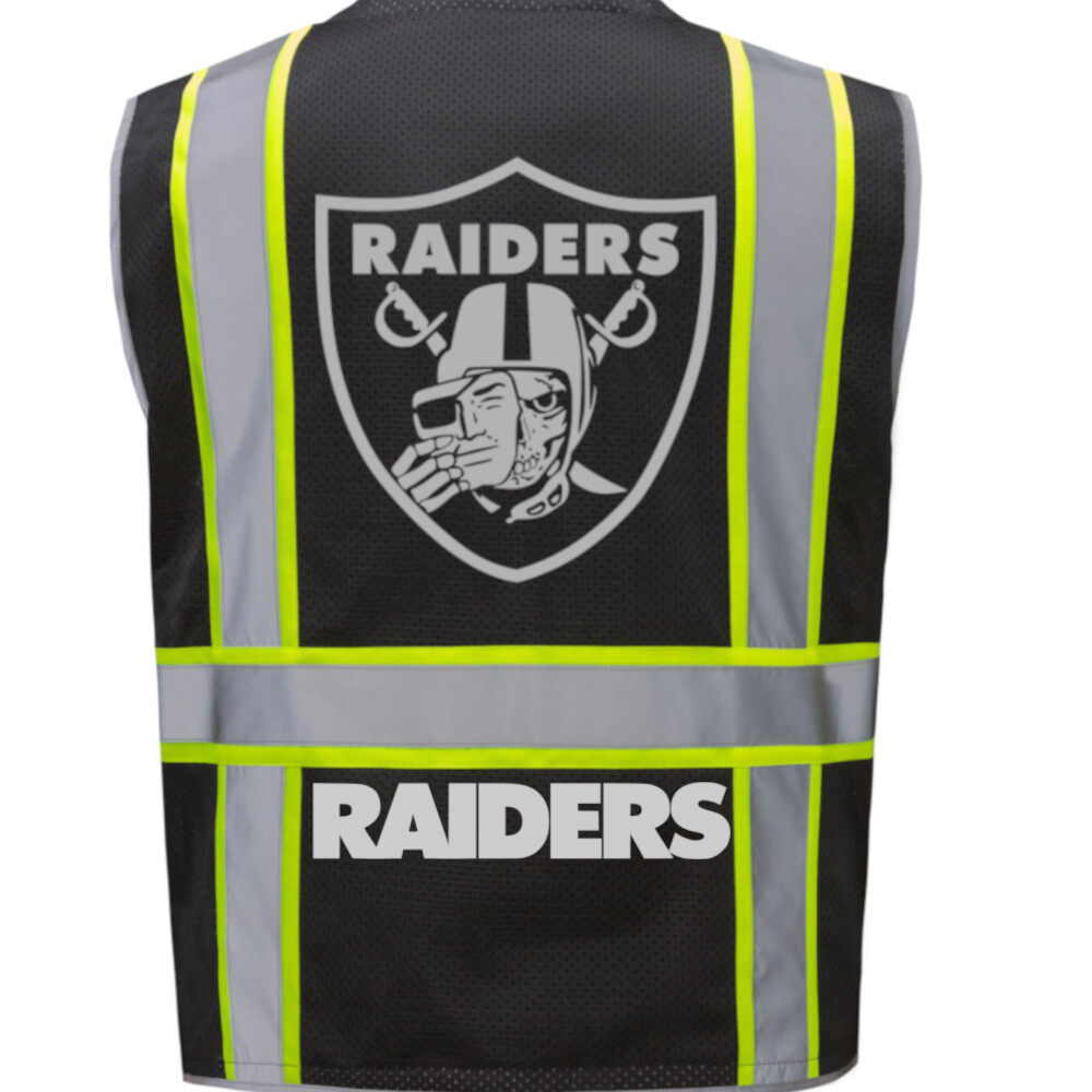 Las Vegas Raiders Work Safety Vest Reflective Skull PPE