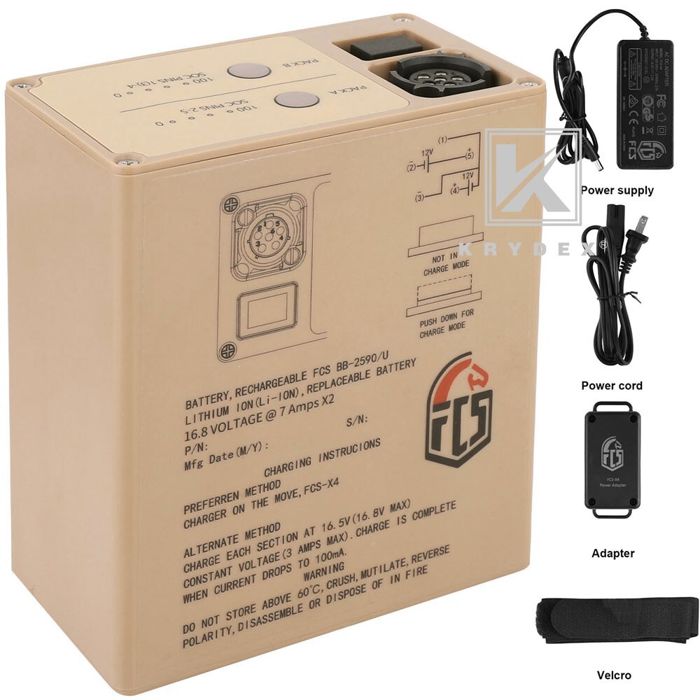 KRYDEX FCS BB-2590 Rechargeable Li-ion Battery Case 2 x 16.8V Output Tan