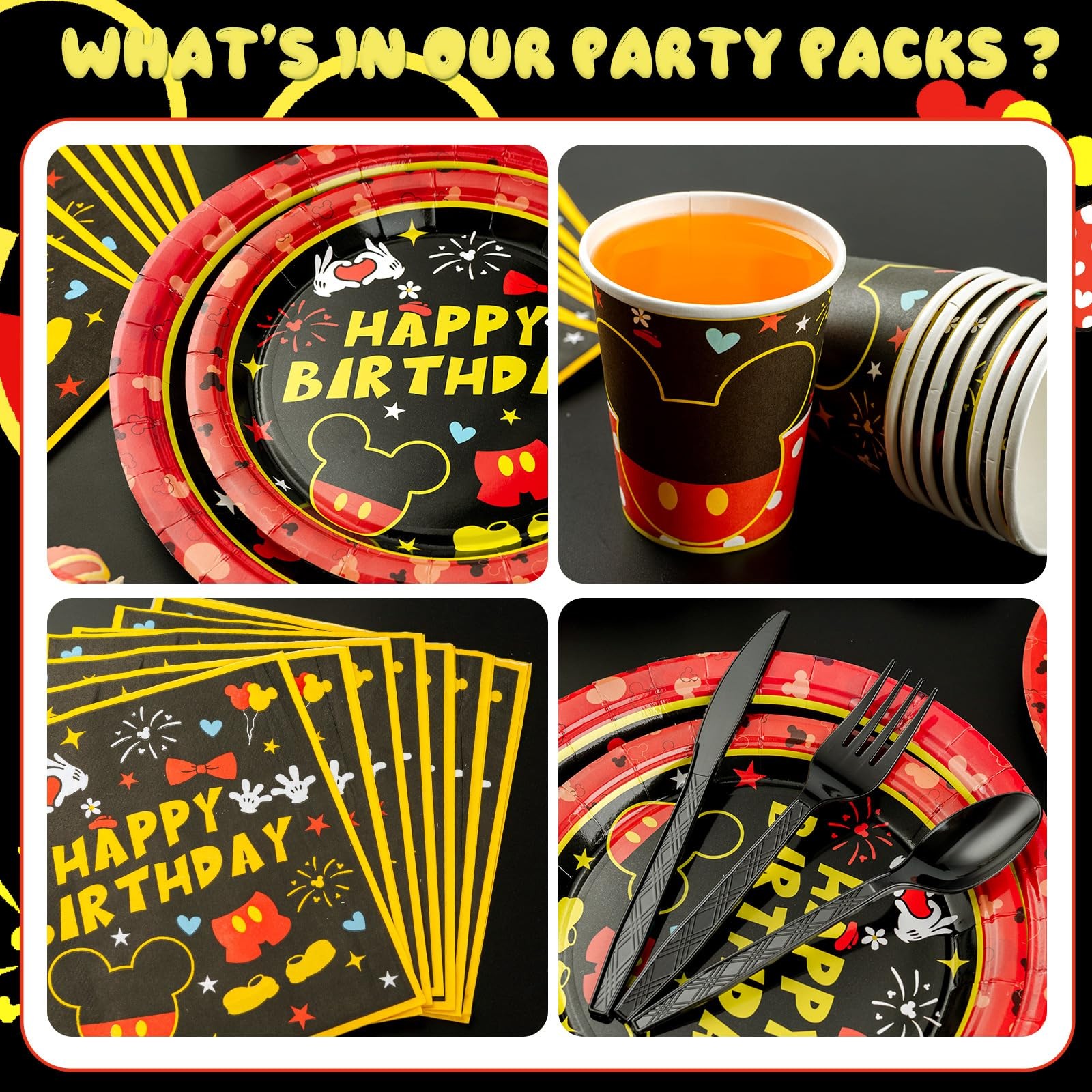 350PCS Mouse Party Supplies for 50 Guests,Mouse Party Decorations Include