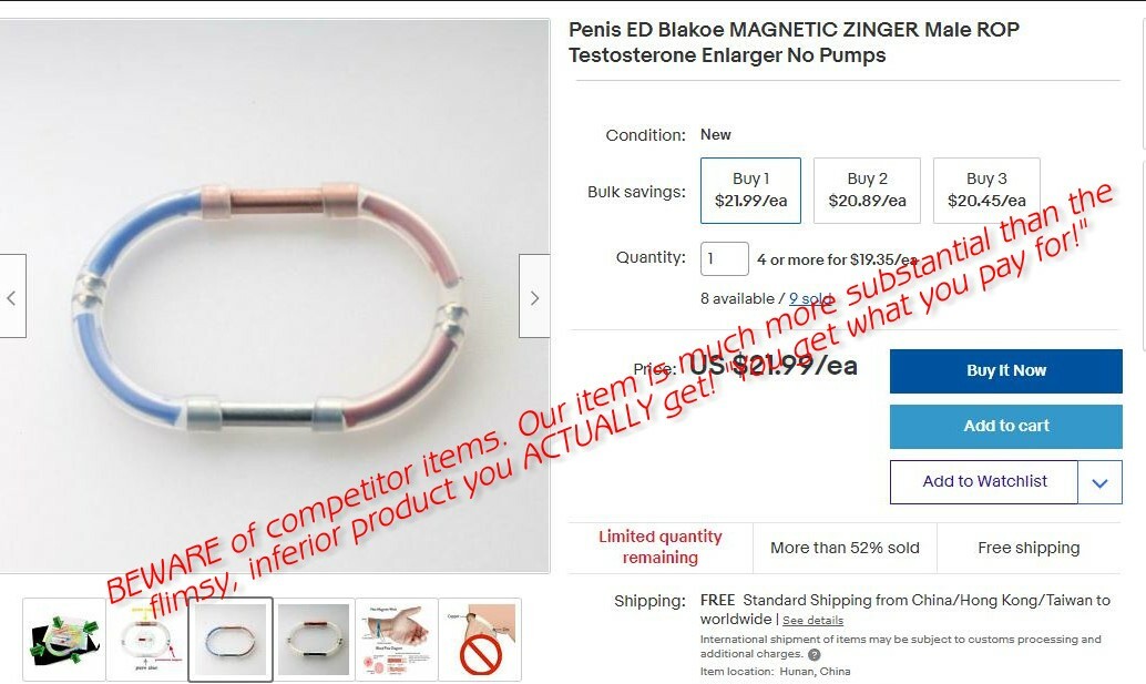 Original Blakoe Penis MAGNETIC ZINGER ROP Ring Of Power Male Booster Enlarger