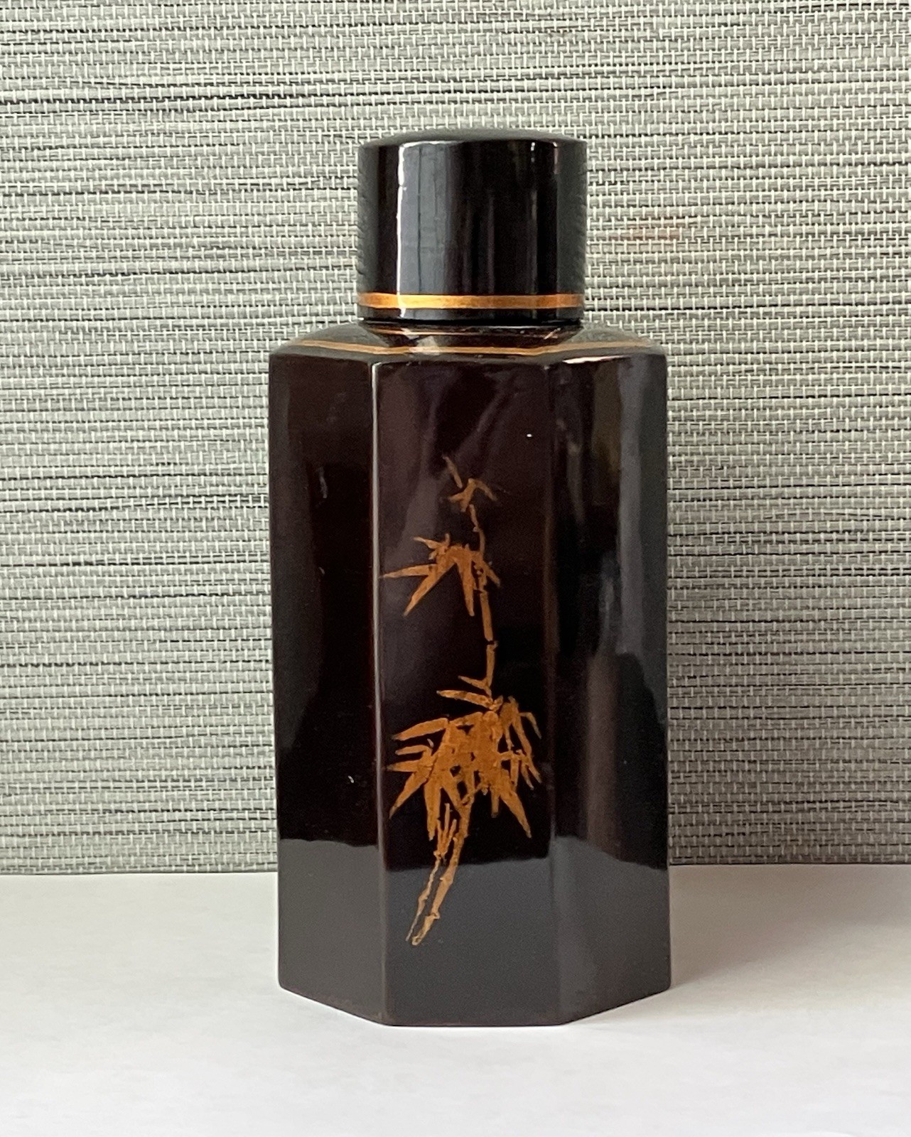 Vintage Vietnamese Lacquer Tea Caddy with Hand‑Painted Goldfish Design, 6" T