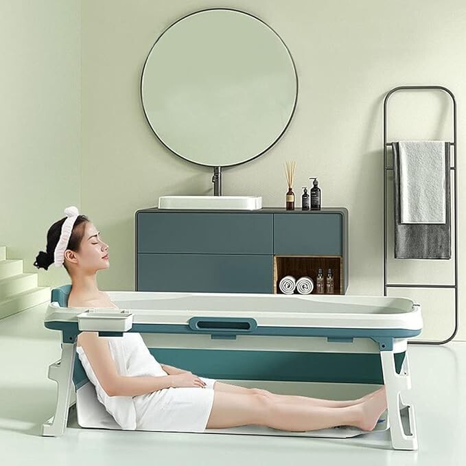 OPEN BOX|Foldable Bathtub Portable Soaking Bath Tub for Adult,Ideal for Hot/Ice