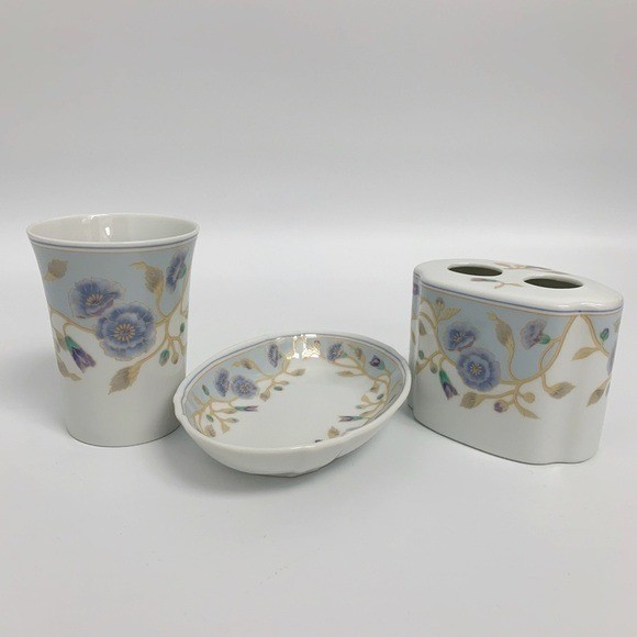 San Francisco Glory Floral Porcelain Toothbrush Holder Trinket Tray/Soap Dish