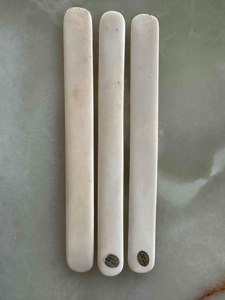 Vintage Beer Foam Scraper Appears To Maybe Be Bone/Wood ? Lot of 3