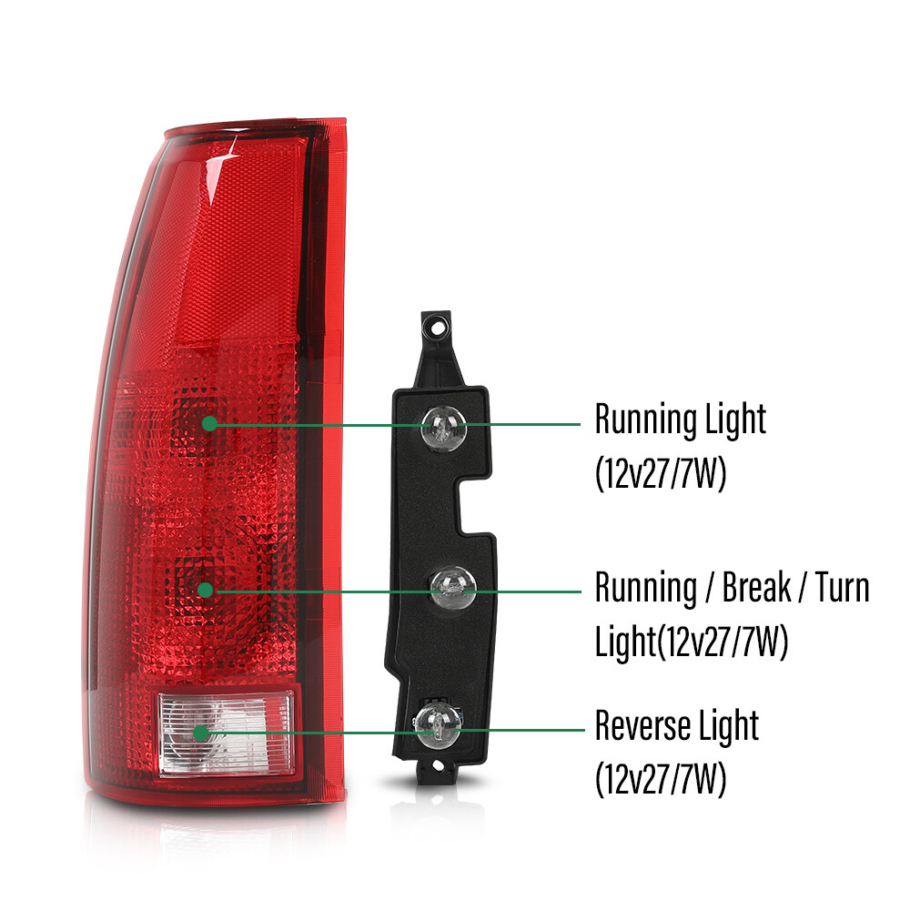 Fit For 88-99 Chevy Silverado GMC Sierra C/K Tail Lights Brake Lamps w/ Bulbs
