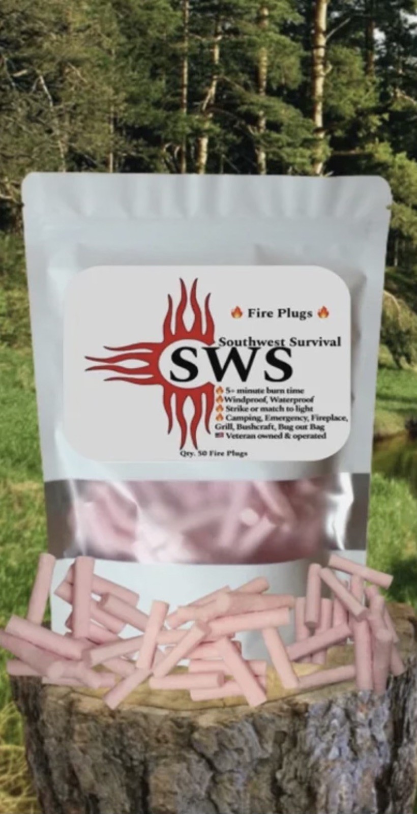 100 pack-Southwest Survival Fire Plugs, Bushcraft, Camping, Fireplace, Veteran
