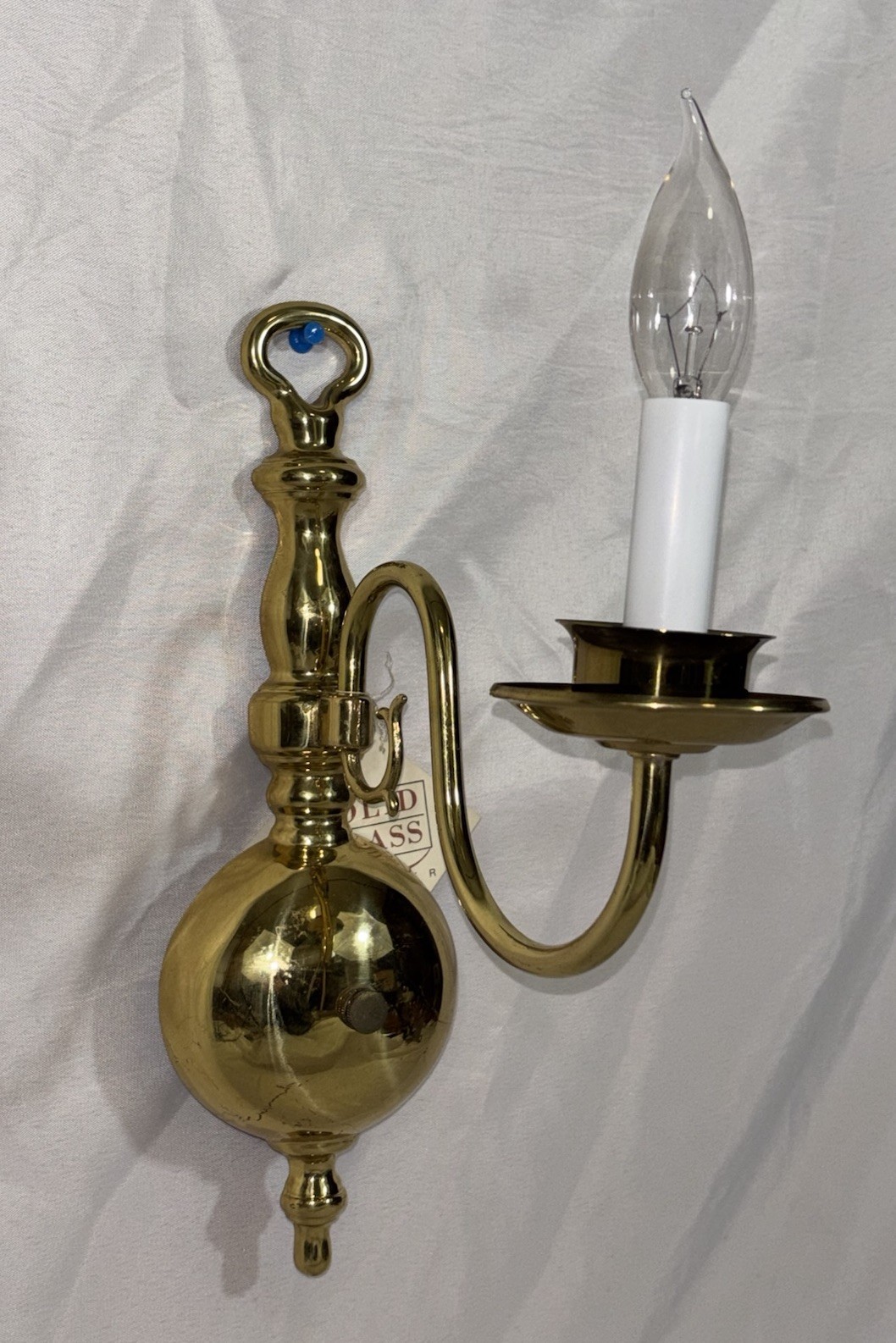 Vintage NOS Kichler Colonial Style Brass Wall Sconce Light Fixture 13.25"H