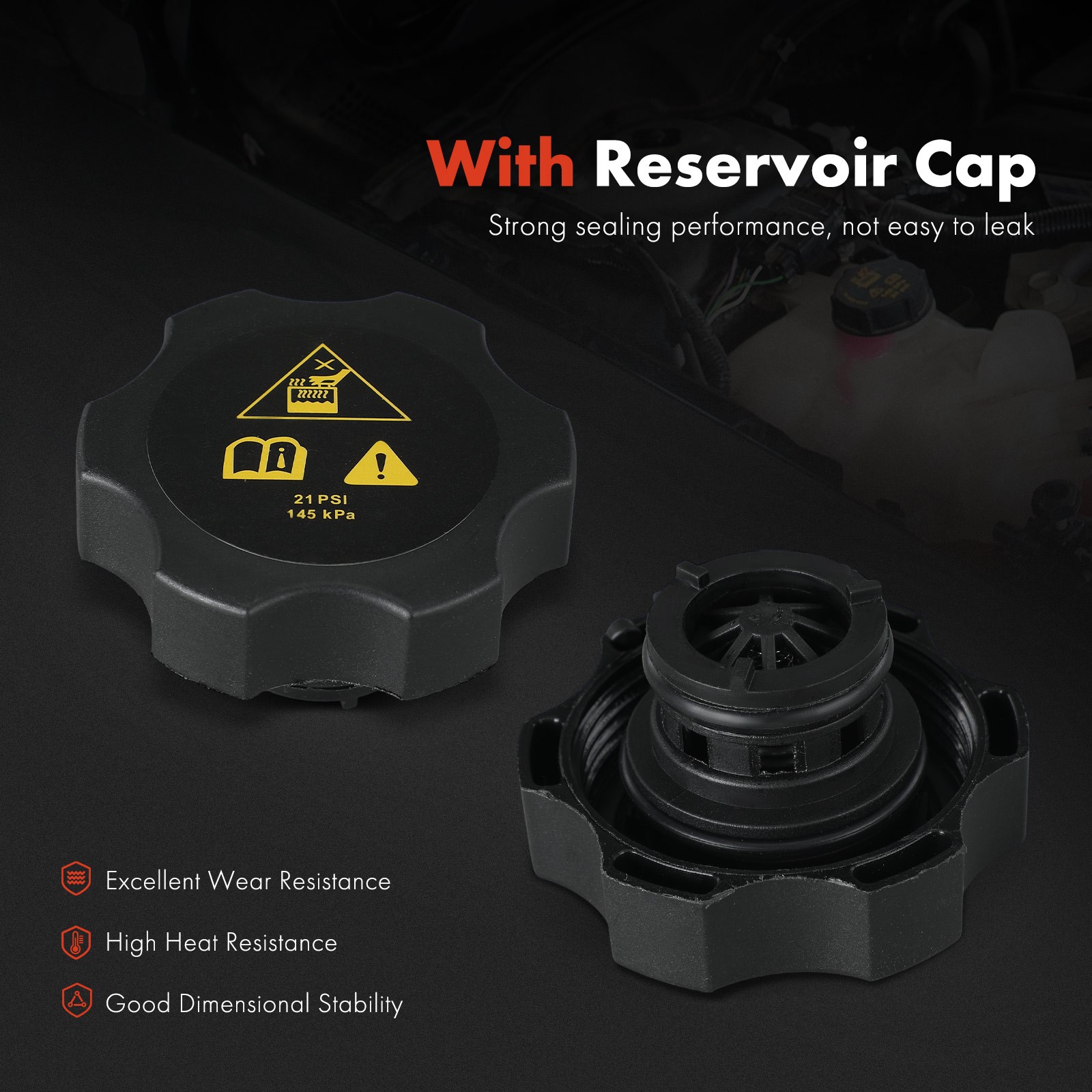 Front Engine Coolant Reservoir with Cap for Dodge Dart 2013-2016 1.4L 2.0L 2.4L