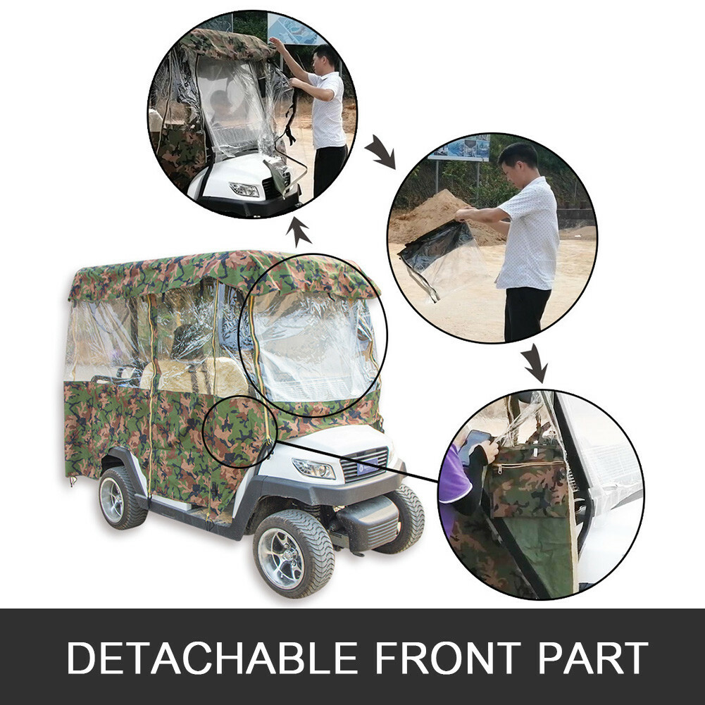 4 Passenger Golf Cart Cover Driving Enclosure Waterproof Person Roll-up Door