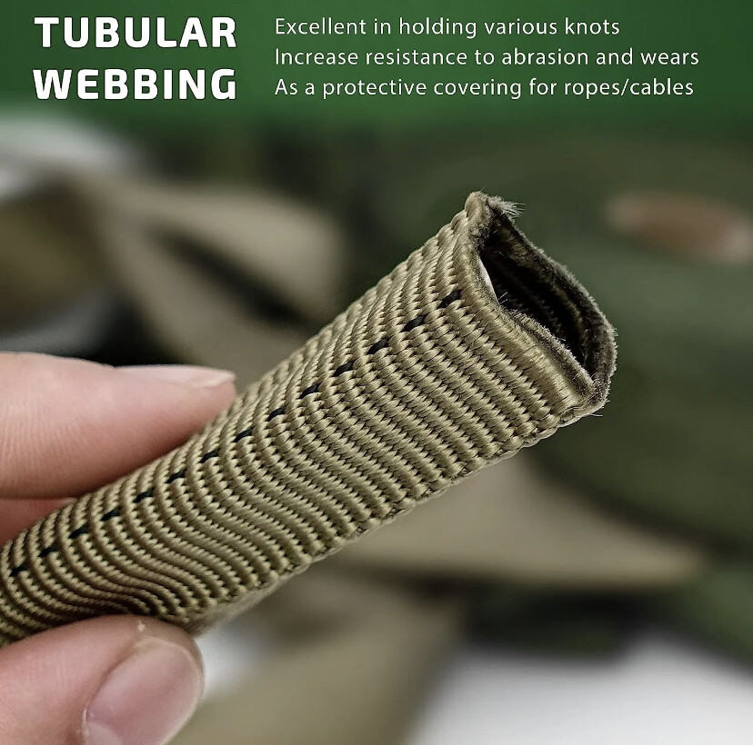 1 inch MIL-W-5625 Nylon Tubular Webbing Milspecs 4000Lbs Durable for Outdoor ...