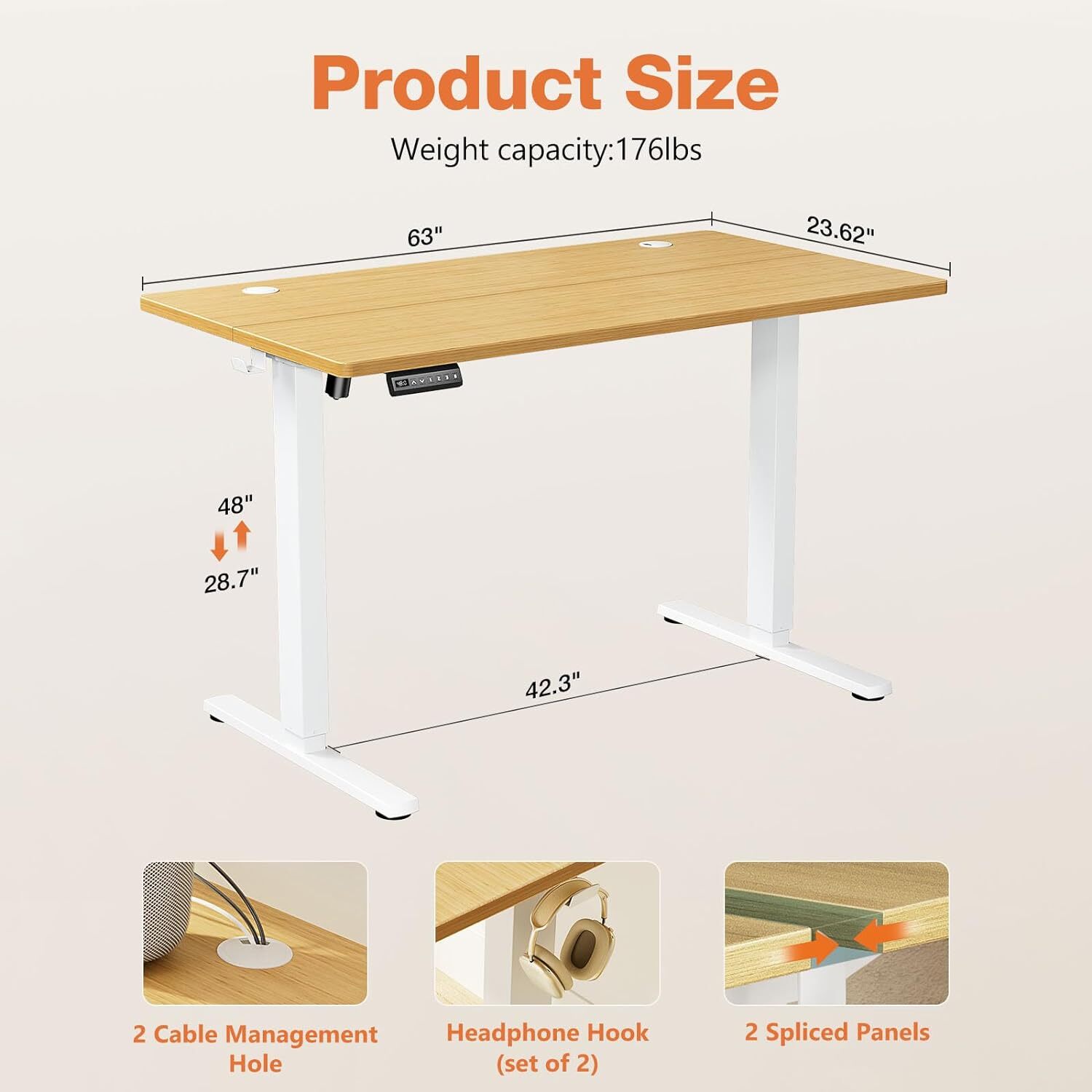 Electric Standing Desk Home Office Height Adjustable Computer Ergonomic Table