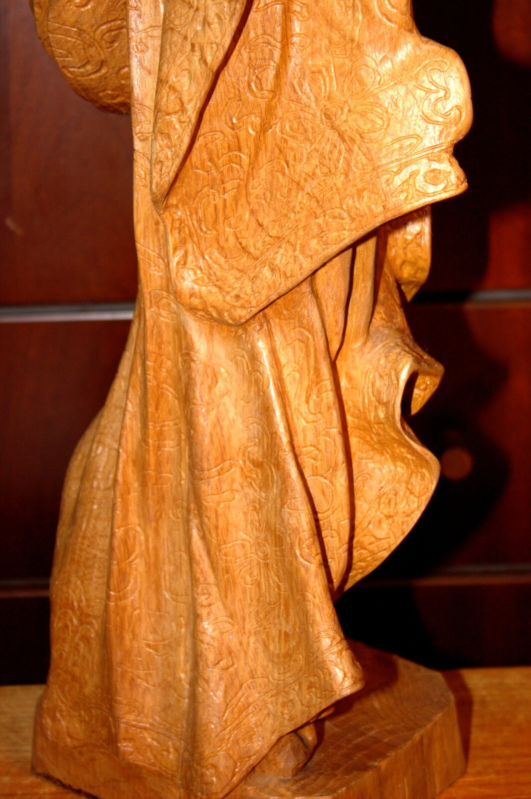 ANTIQUE 20" HAND CARVED WOOD CATHOLIC VIRGIN MARY OUR LADY JESUS STATUE FIGURE