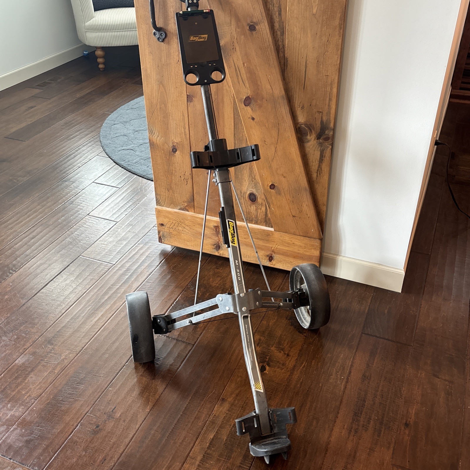 Bagboy Golf Bag Cart Push Pull Cart Model M-300 Collapsible Storage Very Good