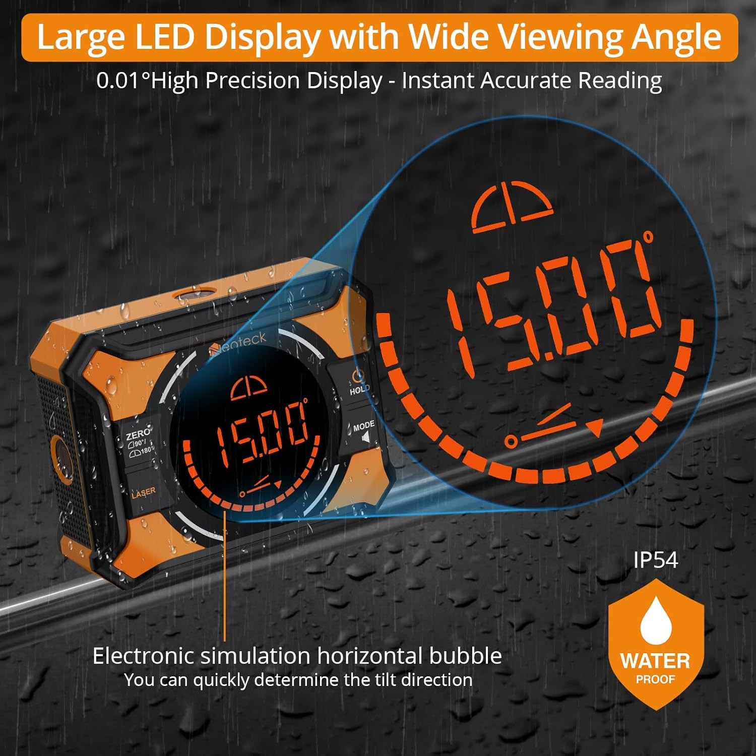 Neoteck 3-in-1 Digital Angle Finder Gauge Inclinometer Magnetic with Laser Level