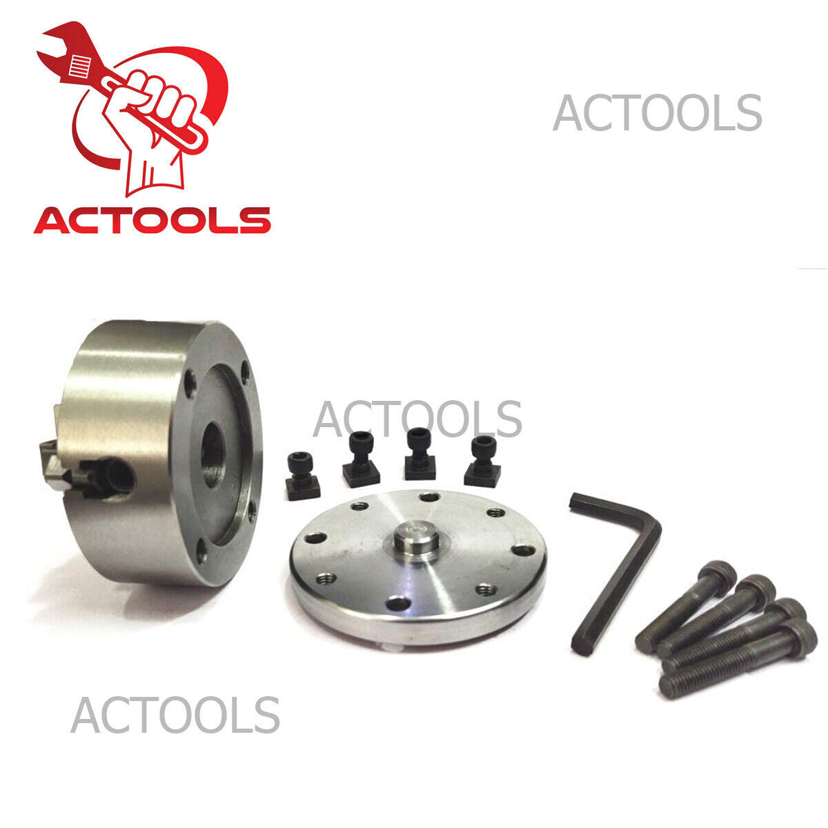 Tilting Rotary Table 4"100mm + 80mm Chuck Independent 4 Jaws+ Back Plate+ T-nuts