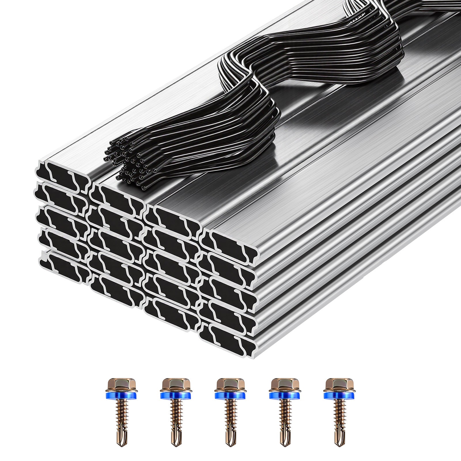 Uimoso Greenhouse Aluminum Lock Channel & Spring Wire Set, 40 Pcs, 6.56 ft