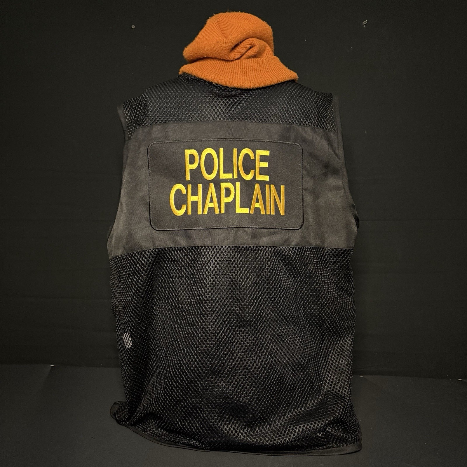 Authentic Police Chaplain Vest Black Mesh With Pockets RARE