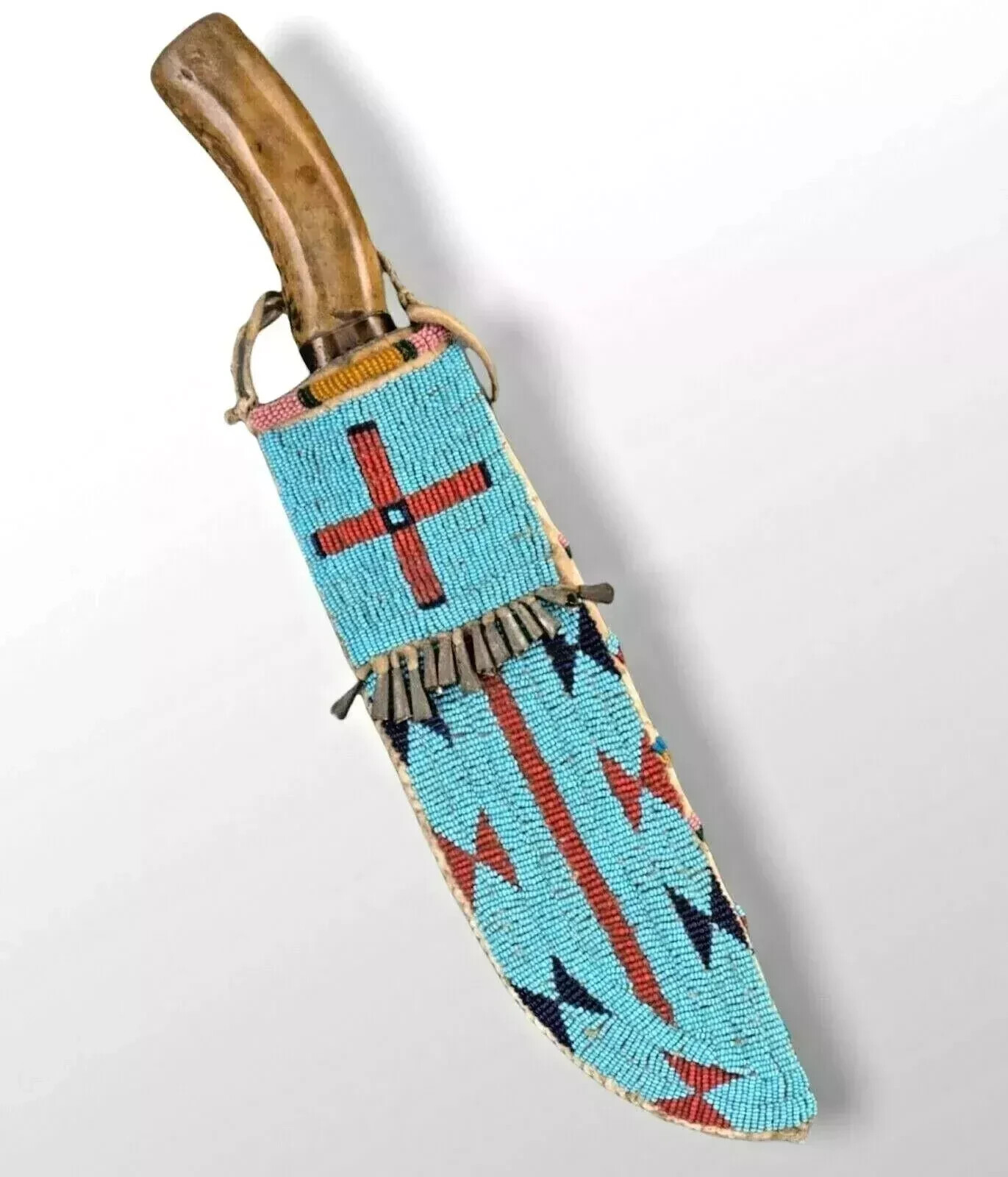 Beaded Indian Knife Cover Native American Sioux Handmade Sheath 15 pieces Set