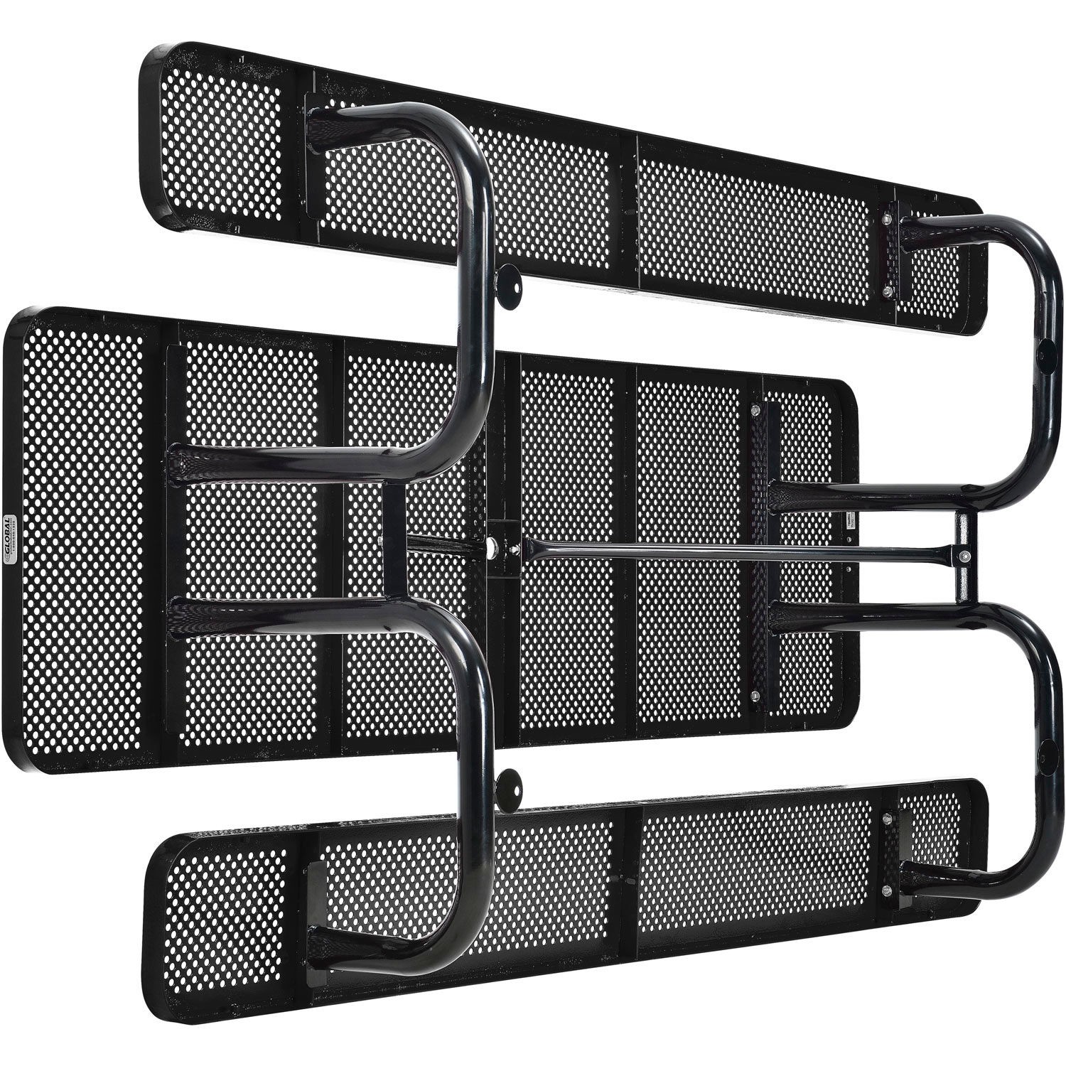 96" Rectangular Perforated Metal Outdoor Picnic Table Black